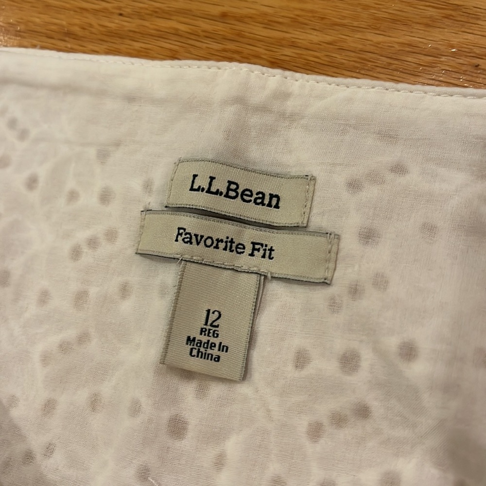 LL Bean Favorite Fit White Eyelet Mini Skirt Size 12 - Picture 5 of 8